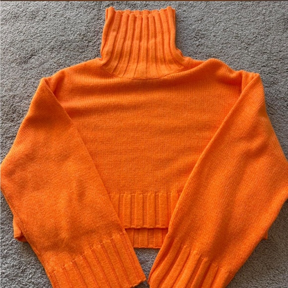 H&M Sweaters - H&M Bright Orange Ribbed Turtleneck Sweater